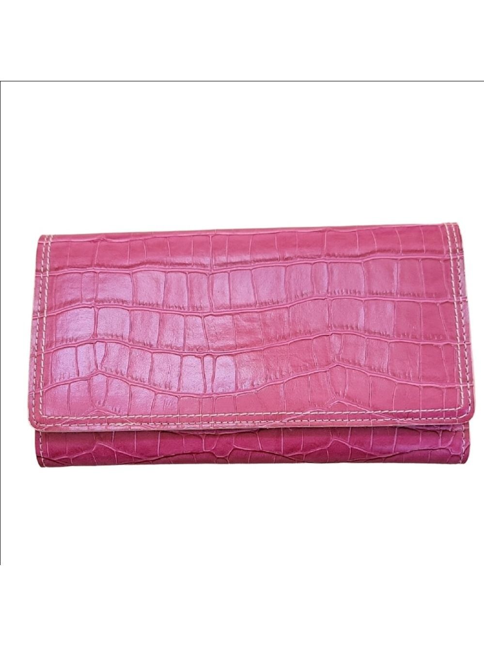Necessities By Rolfs Pink Crocodile Embossed Women's Wallet NWOT